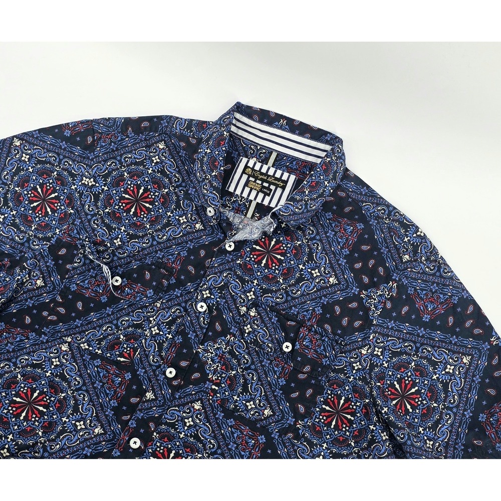 English Laundry Button Down Shirt Boho Paisley Bandana Print Mens Size Large